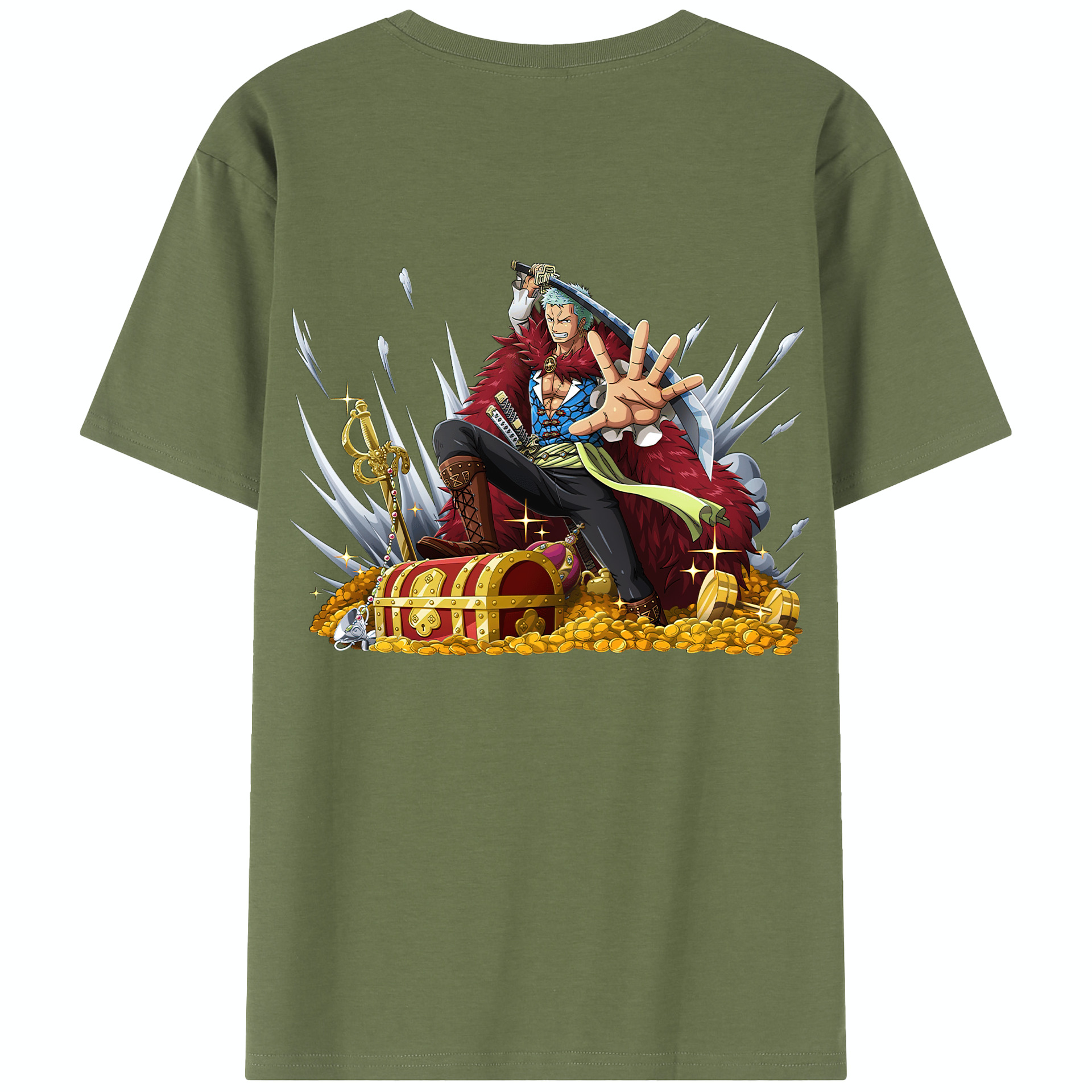 ワンピース ロロノア・ゾロ ONE PIECE Roronoa Zoro 綿100％半袖Tシャツ（背面プリント）
